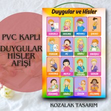 Kozalak Tasarım Duygular Hisler Afişi Okul ve Sınıflar Için Pvc Kaplı Tek Parça Afiş 22*30 cm