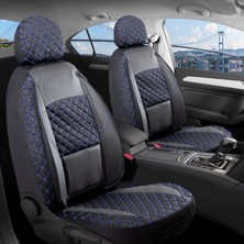 Startcar Renault Laguna 2 Deri Detaylı Oto Koltuk Kılıfı Ön Arka Set Siyah Mavi Alpine Model Scr
