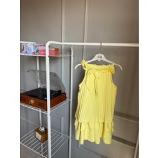 Bonn Kids Kız Çocuk Pileli Sarı Elbise