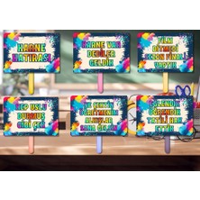 Kozalak Tasarım Karne Günü Temalı El Pankartları 6 Parça