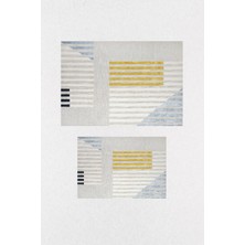 Rovigo Home Dijital Baskı  Modern Banyo Halısı Ikili Banyo Paspası RVG5-0611  100X60+60X50 cm