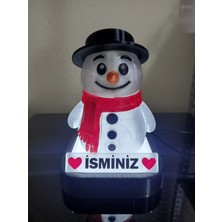 3D Dönüşüm Atölyesi Kişiye Özel Hediyelik Isimli Kardan Adam Dekoratif LED Lamba - Adaptörlü - Beyaz Işıklı