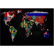 Allians 120 Parça Ahşap Dünya Haritası ve Bayraklar Puzzle Seti