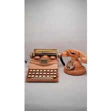 PremiumPort Şık Dekoratif Telefon ve Daktilo Seti, Ev ve Ofis Için Hediye