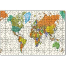 Allians Beyaz Dünya Haritası 500 Parça Ahşap Puzzle, Eğlenceli ve Öğretici