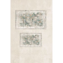 Rovigo Home Dijital Baskı  Modern Banyo Halısı Ikili Banyo Paspası RVG5-0525  100X60+60X50 cm