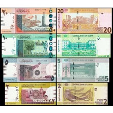 3Alp Koleksiyon Sudan 2-5-10-20 Pound 2017, 4 Lü Set, Çil, Eski Yabancı Kağıt Para