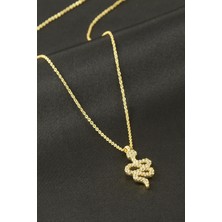 Makay Yılan Zirkon Taşlı Kolye