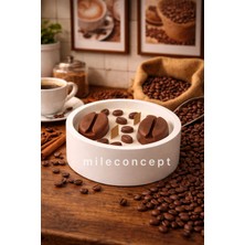 Mile Concept Beton Tabakta Kahve Kokulu Ahşap Fitilli Mumluk | El Yapımı Dekoratif Mum 200GR