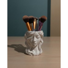 BSR Luisant Antik Kadın Büst Tasarımlı Dekoratif Makyaj Fırçalık ve Kalemlik, Çok Amaçlı Organizer