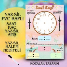 Kozalak Tasarım Saat Kaç? Yaz-Sil Tablo Pvc Kaplı Dayanıklı Yaz-Sil Kalem Hediyeli