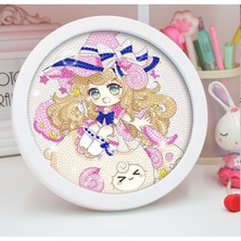 Allians Boncuklu Kristal Mozaik Elmas Boyama Goblen Pano Tablo 20X20 Yuvarlak Çerçeveli