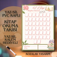 Kozalak Tasarım Kitap Okuma Takibi Meydan Okuma Yaz-Sil Tablosu Pvc Kaplı Tek Parça Afiş 22*30 cm