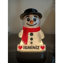 3D Dönüşüm Atölyesi Kişiye Özel Hediyelik Isimli Kardan Adam Dekoratif LED Lamba - Adaptörlü - Günışığı Ledli