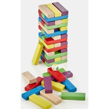 Totteriq Colored Tower - %100 Doğal Ahşap Renkli Denge Oyunu + Zar Hediyeli