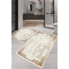 Eliana Home Dijital Baskı  Modern Banyo Halısı Ikili Banyo Paspası LNA5-0720  100X60+60X50 cm