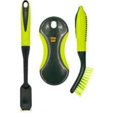 Gfc Life Store Seti - Ağır Hizmet Kılları ve Rahat Tutuşlu Uzun Saplı Temizleme Fırçaları - Mutfak, Ev ve Bulaşık Yıkama Için Temizleyiciler, 3 Parça