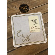 PremiumPort Kahve Sunum Tepsisi ve Peçete Takımı, Harf Işlemeli, Şık ve Zarif Tasarım