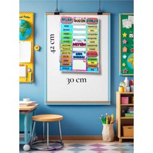 Kozalak Tasarım Mevsimler Aylar Günler Yaz-Sil Tablosu Pvc Kaplı Tek Parça Büyük Boy (A3) Afiş 30*42 cm