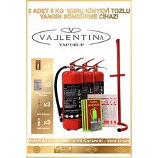 Vallentina 6kg Tozlu Yangın Söndürme Cihazı Ruhsata Uygun Tse-Hyb/cebelgeli(Talimat-Sehpa-Levha-Askı Aparatlı)