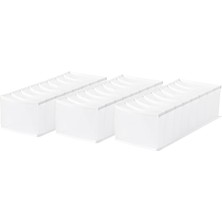 Gfc Life Store Textile 3'lü 8 Bölmeli Beyaz Renk File Çekmece Içi Düzenleyici Set