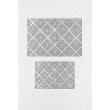 Eliana Home Dijital Baskı  Modern Banyo Halısı Ikili Banyo Paspası LNA5-0575  100X60+60X50 cm