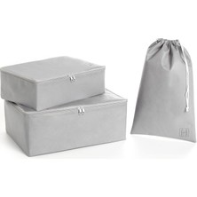 Gfc Life Store Textile 3'lü Gri Renk Bavul Içi Düzenleyici Set