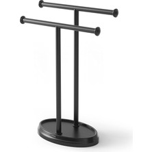 Gfc Life Store Lavabo Için Havlu Askısı, Serbest Duran Havlu Askısı, Iki Kollu Metal Takı Koyma Yeri Ile, Siyah, Standart Boyut