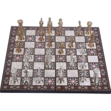 Gfc Life Store Boy Metal Ingiliz Satranç Takımı Parlak ve Katlanır Sedef Tahta