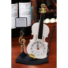 Gfc Life Store Keman Görünümlü Dekoratif Masa Saati Beyaz