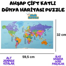 Allians Eğitici Ahşap Dünya Haritası Puzzle Seti, Çocuklar Için Eğlenceli ve Öğretici