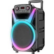 Çeşithane GD-1202 12 Inç Profesyonel Bluetooth Hoparlör - Mikrofonlu, Rgb Işıklı, Taşınabilir Tekerlekli ve Usb/tf Kart Destekli Dev Parti Sistemi
