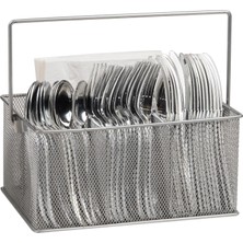 Gfc Life Store Network Collection, 4 Bölmeli Alet Veya Tedarik Çantası, Saplı, Tezgah Üstü Veya Masaüstü Düzenleyici, Metal File, 25 cm U x 10 Inç G x 4,75 Inç Y, Gümüş