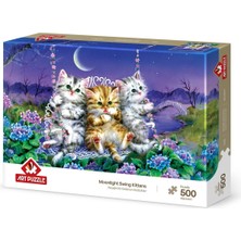 Allians Ayışığında Sallanan Kedicikler 500 Parça Seti, Eğlenceli ve Renkli Hobi