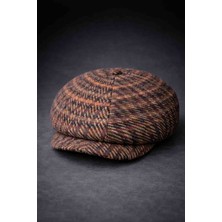 Alasmiel 8 Parça Ingiliz Kasket | Kışlık Yünlü Desenli Retro Şapka