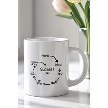 YasBey Design Motivasyon Mesajlı 330ML Baskılı Beyaz Seramik Kupa Bardak