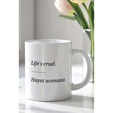 YasBey Design Mizahi Ingilizce Yazı Tasarımlı 330ML Baskılı Beyaz Seramik Kupa Bardak