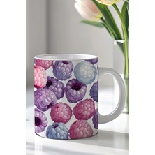 YasBey Design Renkli Meyve Desenli 330ML Baskılı Beyaz Seramik Kupa Bardak