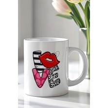 YasBey Design Aşk Temalı 330ML Baskılı Beyaz Seramik Kupa Bardak
