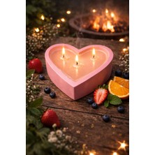 PremiumPort Büyük Kalp Desenli Japon Kiraz Çiçeği Beton Kokulu Mum