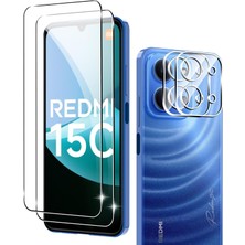 Kip GSM Redmi 15C Uyumlu 9h Cam Ekran Koruyucu+Kamera Safir Lens Koruyucu 2li Set