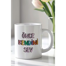 YasBey Design Motivasyon Yazılı 330ML Baskılı Beyaz Seramik Kupa Bardak