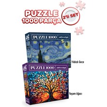 Allians Rüya Gibi Gece ve Yaşam Ağacı Temalı 1000 Parça Puzzle Seti (2'li)
