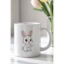 YasBey Design Sevimli Tavşan Desenli 330ML Baskılı Beyaz Seramik Kupa Bardak
