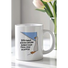 YasBey Design Mizahi Yazılı 330ML Baskılı Beyaz Seramik Kupa Bardak