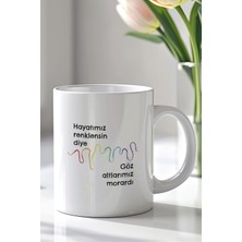 YasBey Design Mizahi Yazılı 330ML Baskılı Beyaz Seramik Kupa Bardak