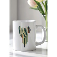 YasBey Design Soyut Minimal El Figürü 330ML Baskılı Beyaz Seramik Kupa Bardak