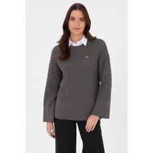U.S. Polo Assn. Kadın Gri Bisiklet Yaka Kazak 50314698-VR024