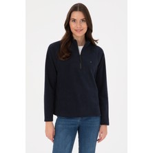 U.S. Polo Assn. Kadın Lacivert Fermuarlı Dik Yaka Polar Sweatshirt 50316714-VR059
