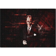 Allians Türk Bayrağı ve Atatürk Hologram Puzzle 1000 Parça Ahşap Mdf